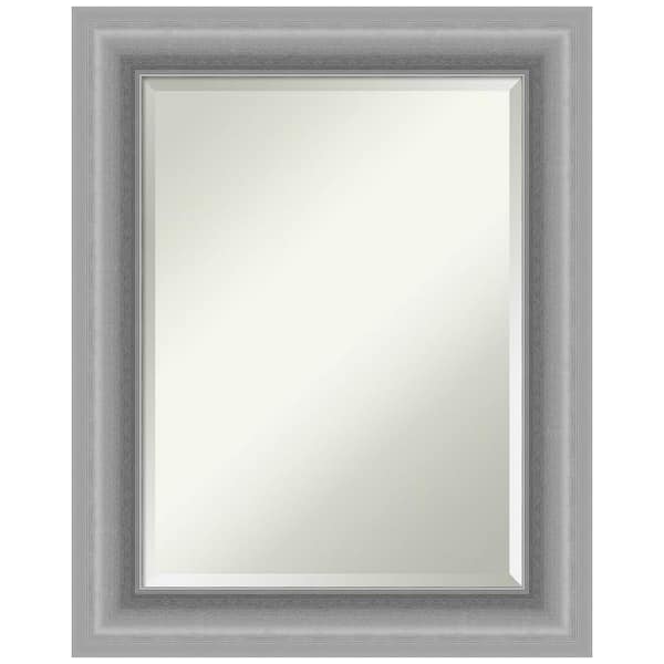 Amanti Art Medium Rectangle Peak Polished Silver Beveled Glass Casual Mirror (30 in. H x 24 in. W)