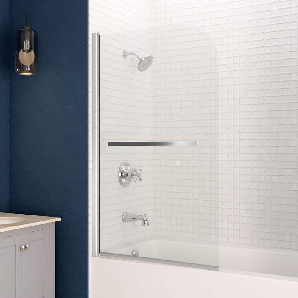Myth 28" x 56" Frameless Hinged Tub Door in Polished Chrome