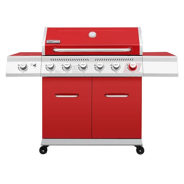 Royal Gourmet 6-Burner BBQ Liquid Propane Gas Grill with Sear Burner and Side Burner in Red