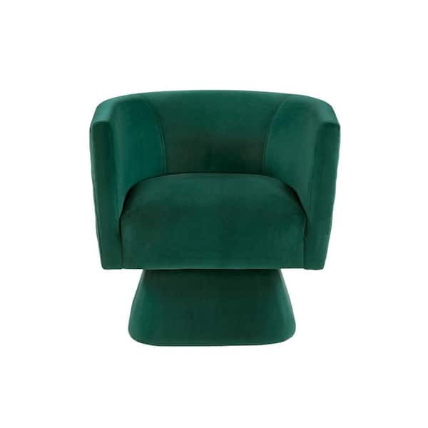 Benjara Cabe Emerald Green Velvet Accent Arm Chair with Diamond