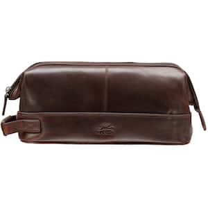 Buffalo Collection Brown Leather Classic Toiletry Kit with Organizer
