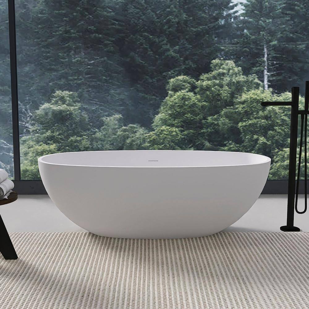 71 in. x 31 in. Solid Surface Flatbottom Freestanding Soaking Bathtub in Matte White price history on PriceWatchPro