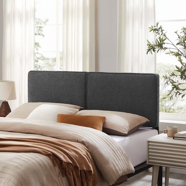 Lindee Boucle Slate Fabric King Headboard