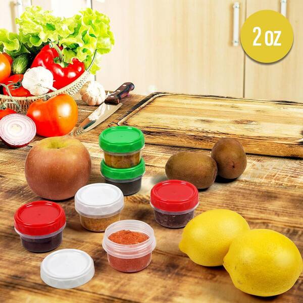 Adrinfly Reusable 2 oz. Mini Plastic Containers Airtight Leakproof