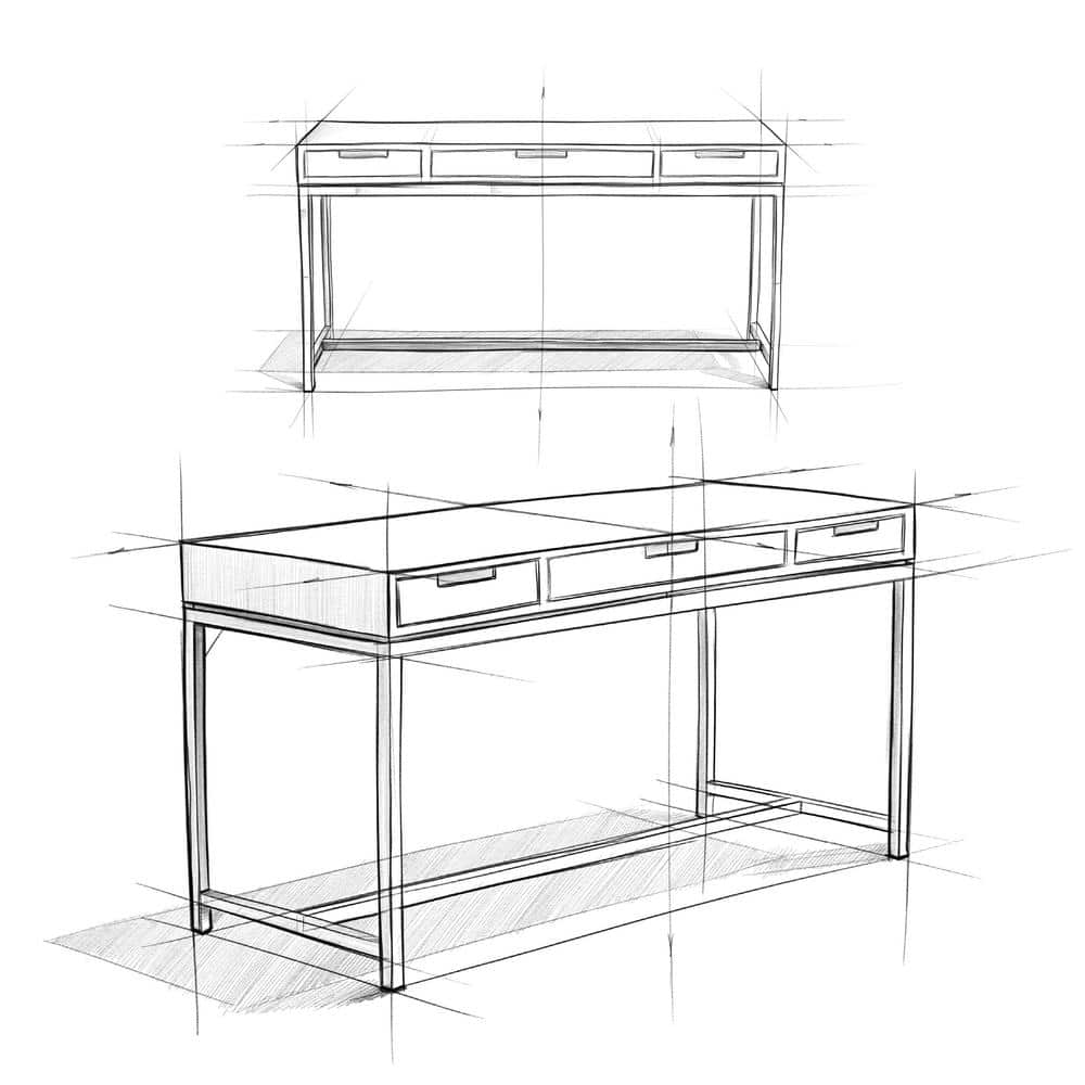 Banting Medium Saddle Brown Solid Rubberwood Desk with Drawer and Keyboard Tray