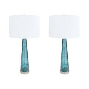 Transparent 30.5 in Bubble Glass Table Lamp with Metal Base (Set of 2)