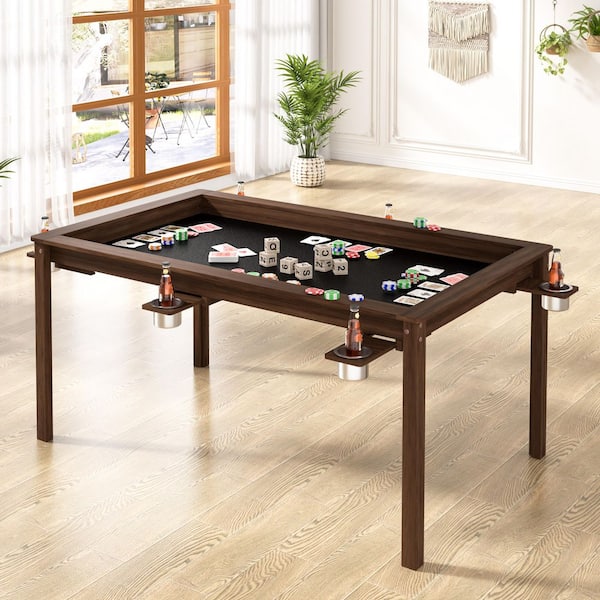 VEIKOUS Wood Poker Table Convertible Gaming Table for 4-6 Players