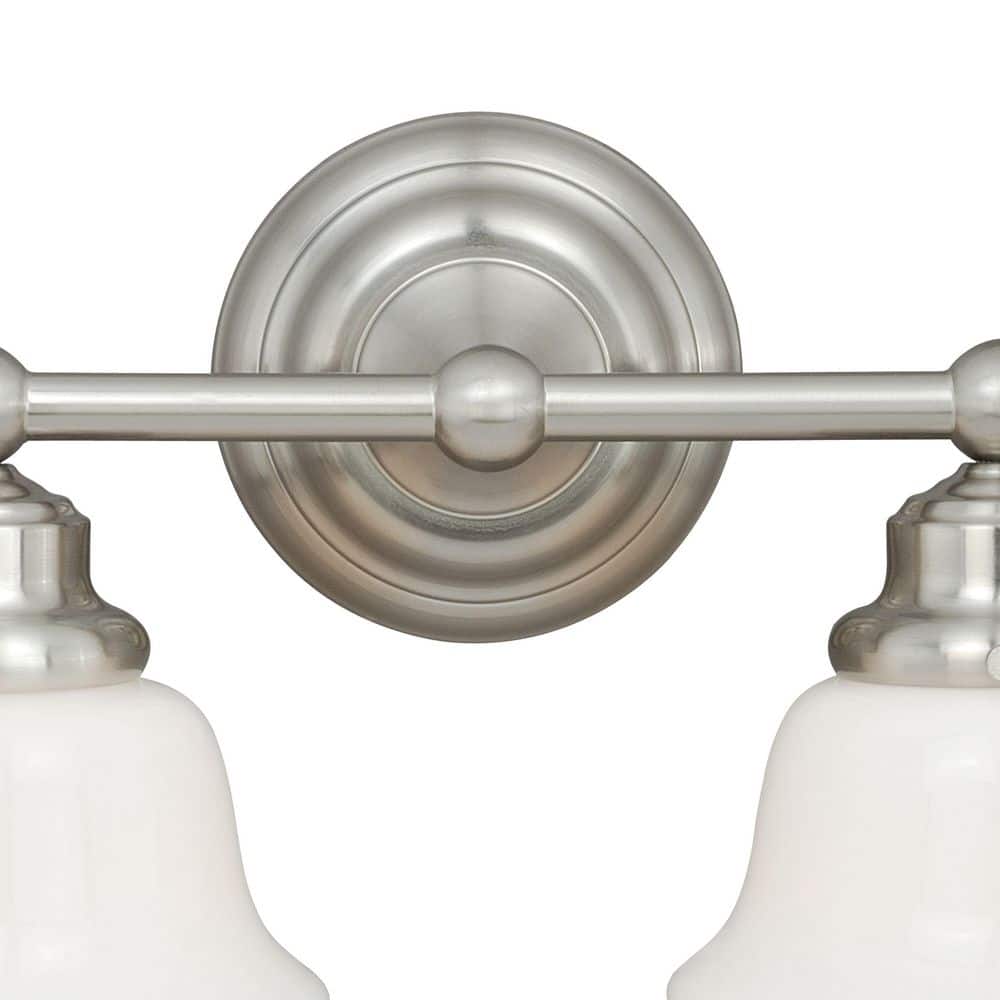 Huntley 16" Satin Nickel and White Glass Bathroom Vanity Light