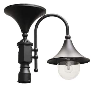 Everest 20 in. Black Outdoor Integrated LED Modern Solar Post Light with 3 in. Fitter and Light Bulb Included