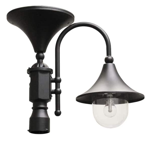 GAMA SONIC Everest 20 in. Black Outdoor Integrated LED Modern Solar Post Light with 3 in. Fitter and Light Bulb Included