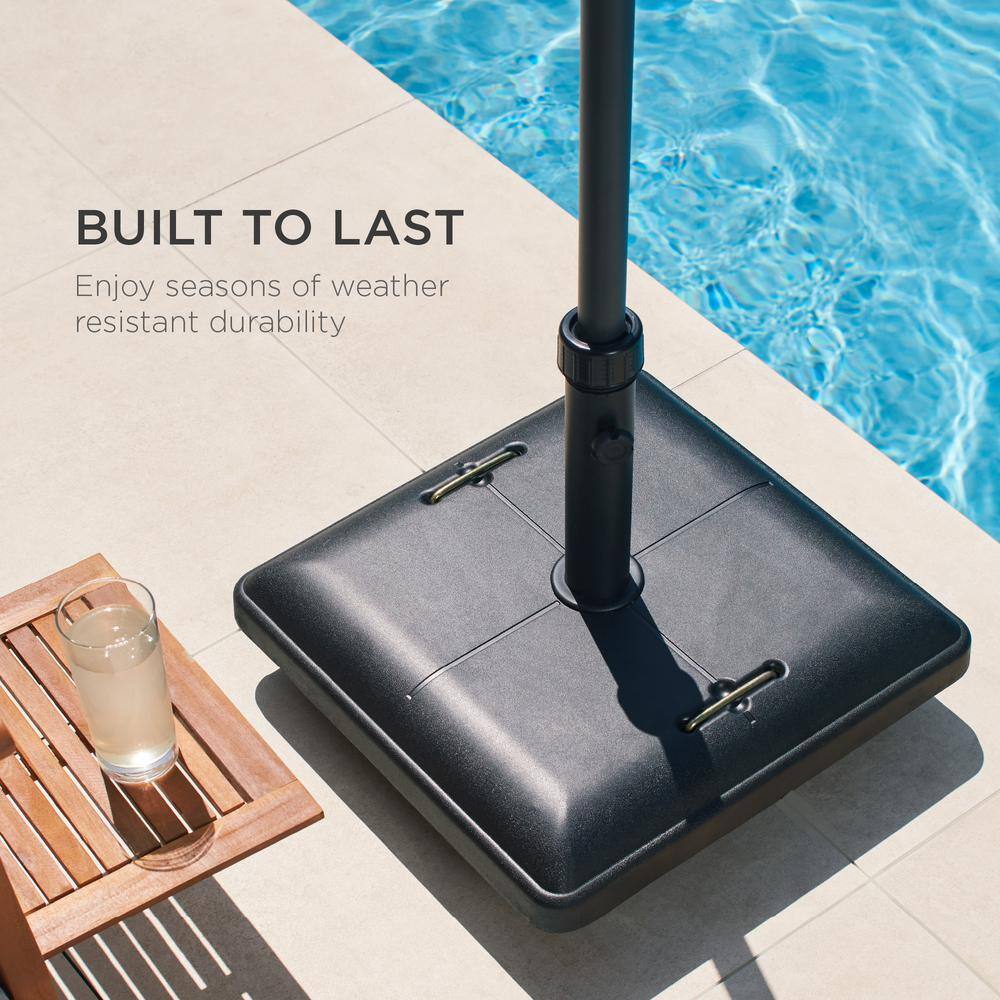 Heavy Duty Black Concrete Rolling Patio Umbrella Base with Locking Wheels