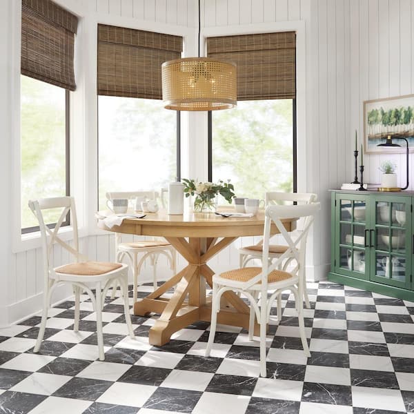Home decorators collection aberwood patina oak finish wood round dining table for 4 discount