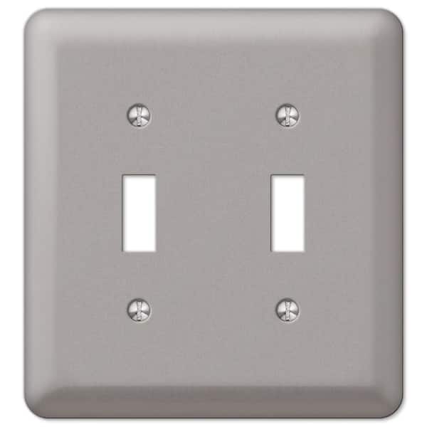 AMERELLE Declan 2-Gang Brushed Nickel Toggle Stamped Steel Wall Plate