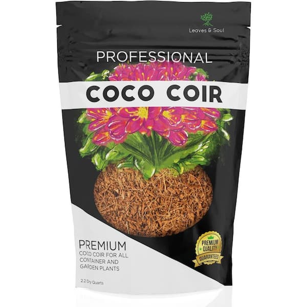 LEAVES AND SOUL Professional Coco Coir 2.2 qt. Low Acidic Soil Additive for Container and Garden Plants Made in USA