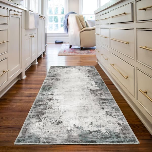Harmony Gray 2 ft. x 7 ft. Indoor Machine Washable Runner Rug