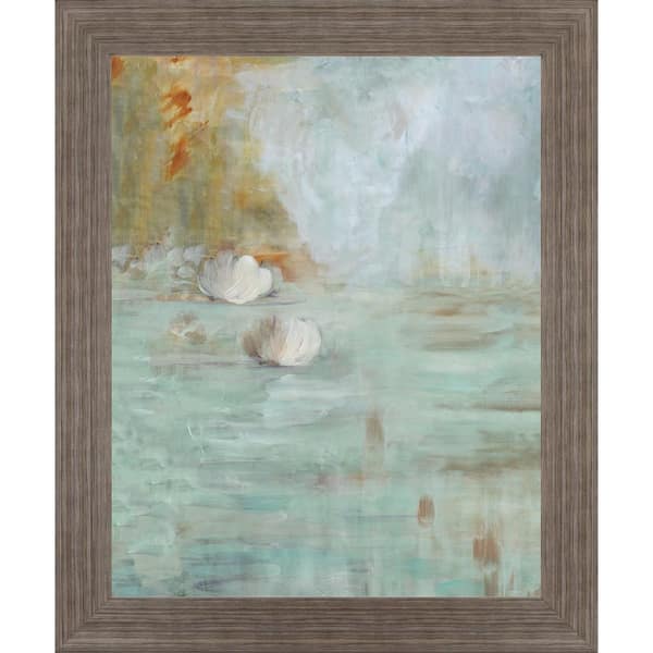 Classy Art 28 in. x 34 in. "White Lotus" By Parker Framed Print Wall Art