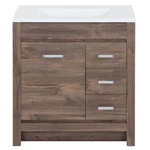 Warford 30 in. W x 19 in. D x 33 in. H Single Sink  Bath Vanity in Vintage Oak with White Cultured Marble Top