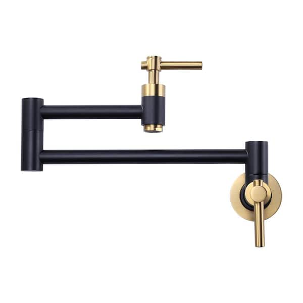 ALEASHA Wall Mounted Pot Filler Faucet in Gold and Black AL-1A30GB ...