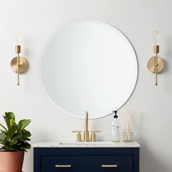 Better Bevel 30 In W X H, Round Bathroom Mirror Metal Frameless