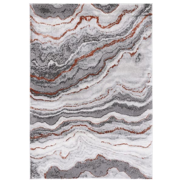 SAFAVIEH Craft Gray/Brown 7 ft. x 9 ft. Marbled Abstract Area Rug