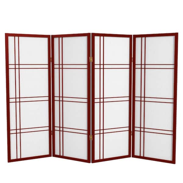 Oriental Furniture 4 ft. Short Double Cross Shoji Screen - Rosewood - 4 Panels
