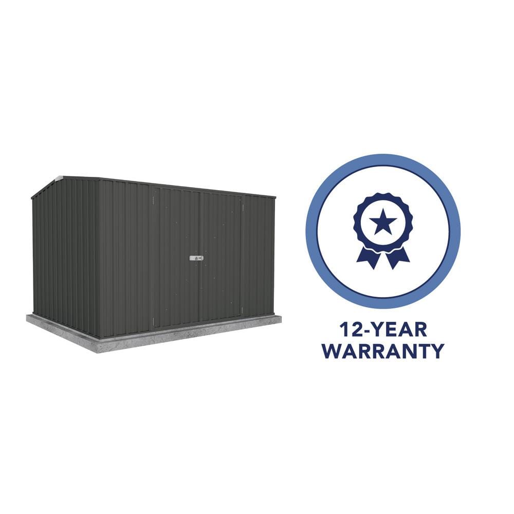 Monument Gray 10' x 7' Galvanized Steel Double Door Storage Shed