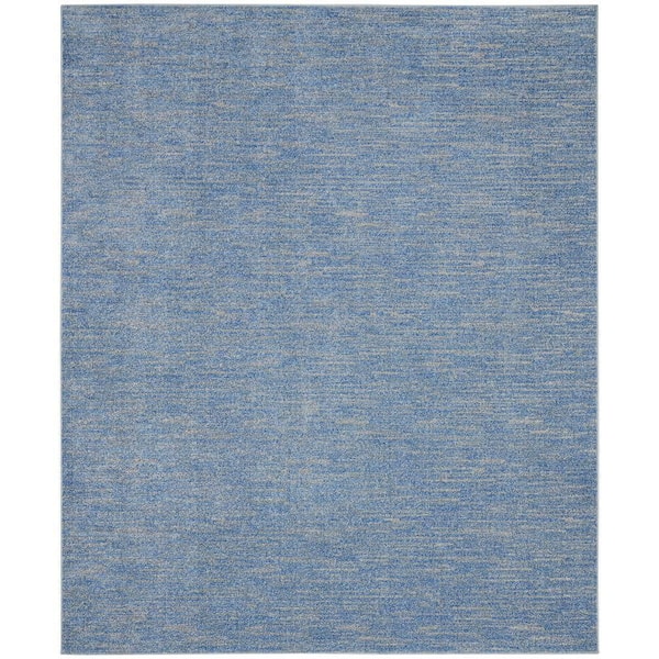 Essentials 10 ft. x 14 ft. Blue/Gray Solid Contemporary Indoor/Outdoor Patio Area Rug