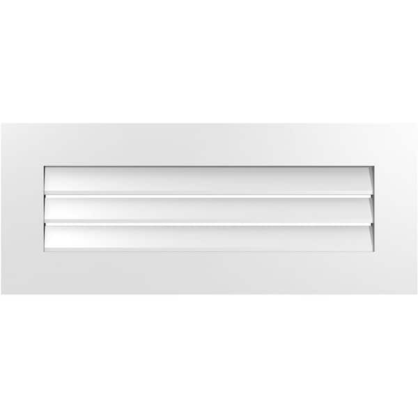Ekena Millwork 34" x 14" Rectangular White PVC Paintable Gable Louver Vent Functional
