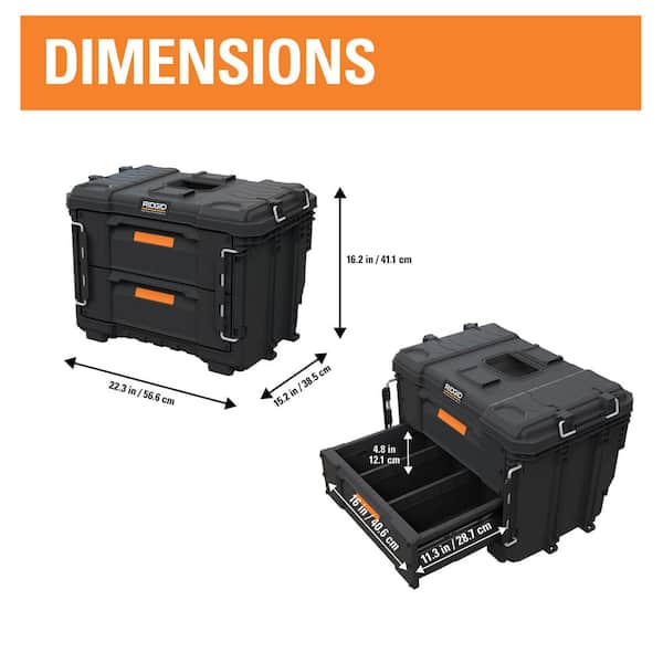RIDGID - 2.0 Pro Gear System 22 in. XL 4 Drawers Modular Tool Box Storage