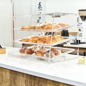 Pastry Display Case, 3-Tier Commercial Countertop Bakery Display Case, Acrylic Display Box, 20.7 in. L x 14.2 in. W