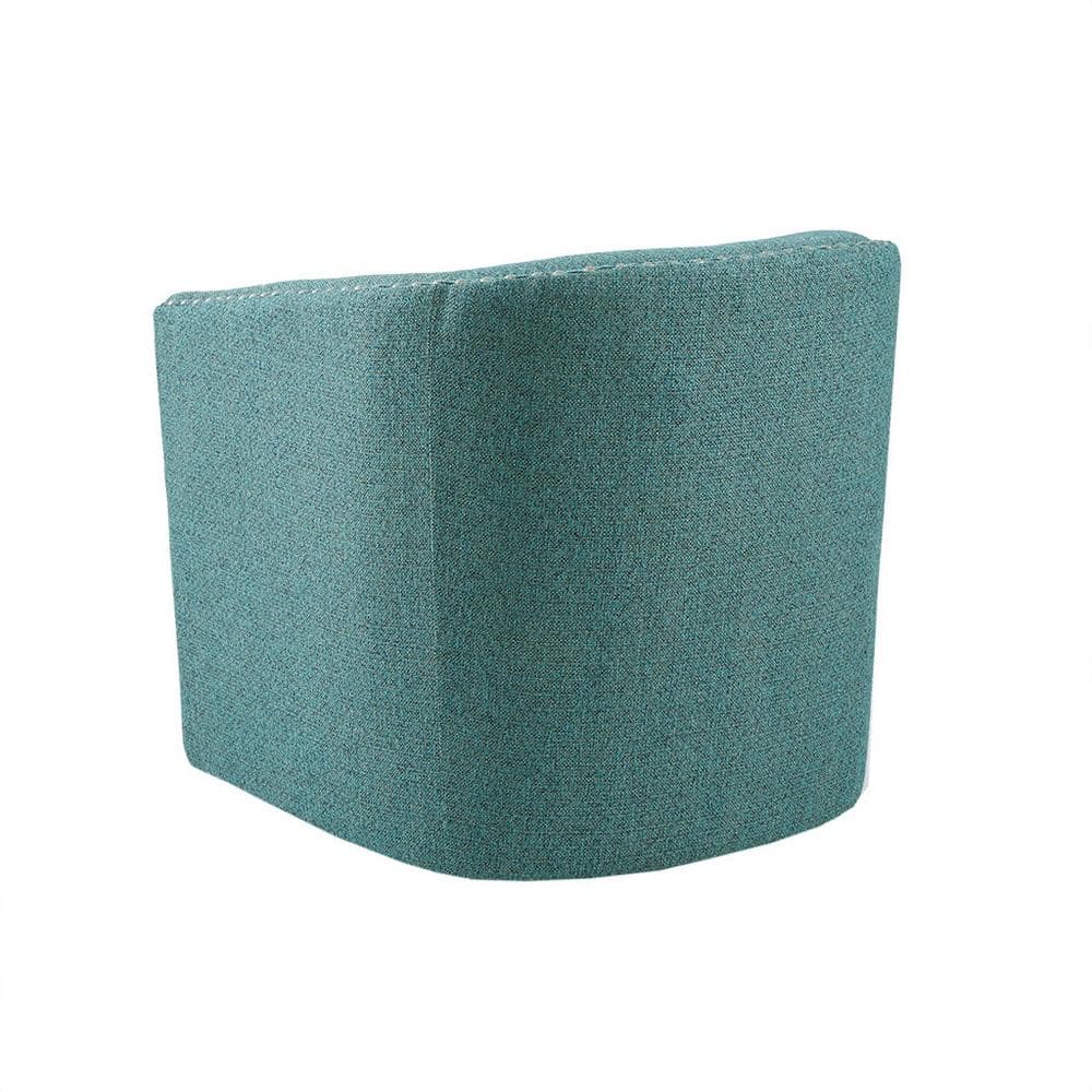 Curved Teal Swivel Lounge Chair with Pewter Nailhead Accents
