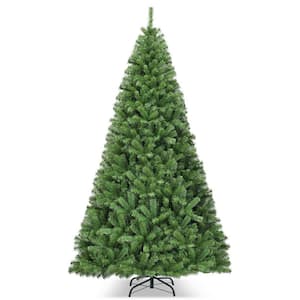 9 ft. Green Hinged Unlit Artificial Christmas Tree with Metal Stand