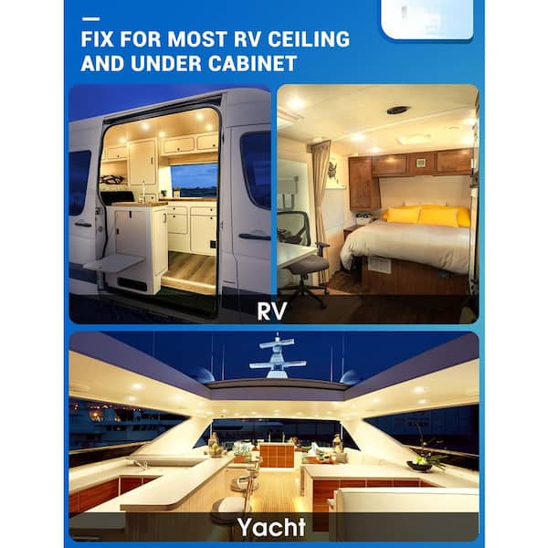12V RV LED Recessed Ceiling Lights, 5W Dimmable Soft White 3000K, IP44 Waterproof Downlights for Camper Van, (4 Pack)