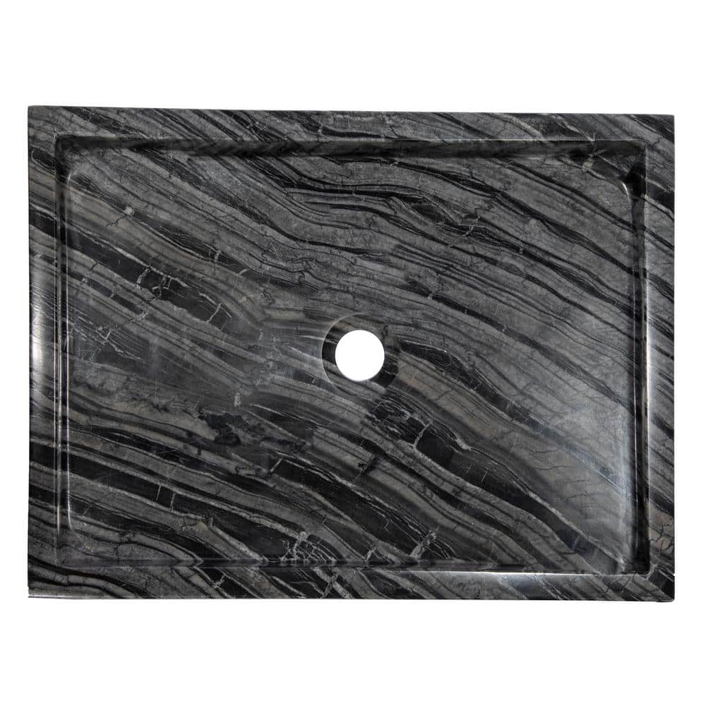 Charcoal Gray Stone Rectangular Vessel Bathroom Sink