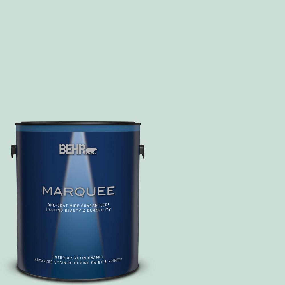 BEHR MARQUEE 1 gal. M4302 Ice Rink Satin Enamel Interior Paint & Primer 745001 The Home Depot
