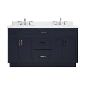 Lincoln 60 in. W x 22 in. D x 34.5 in. H Bath Vanity in Midnight Blue withWhite Cultured Marble Top