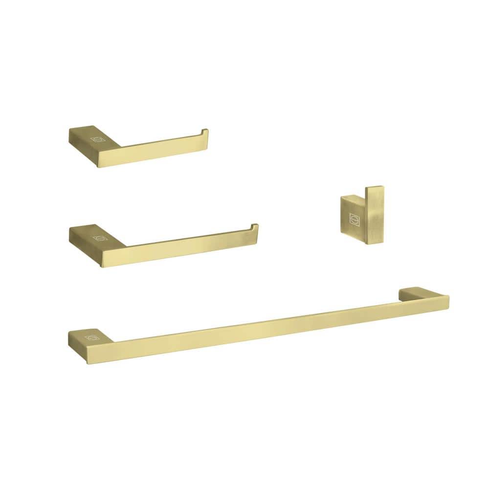 Timeless Home 4-Piece Bath Hardware Set with Toilet Paper Holder Towel Rods