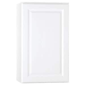 Hampton Satin White Raised Panel Stock Assembled Wall Kitchen Cabinet (18 in. x 30 in. x 12 in.)