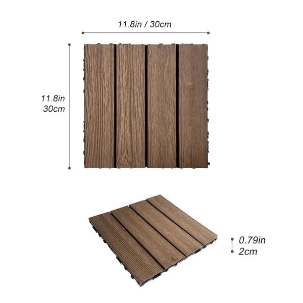 Tidoin Outdoor 1 ft. x 1 ft. Composite Deck Tile in Light Coffee(20 Per Box)