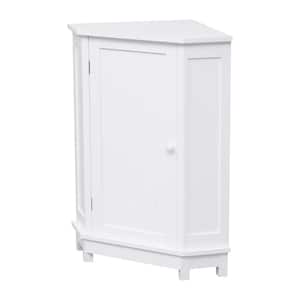 17.5 in. W x 17.5 in. D x 31.4 in. H White Linen Cabinet Triangle Corner Storage Cabinet with Adjustable Shelf Modern