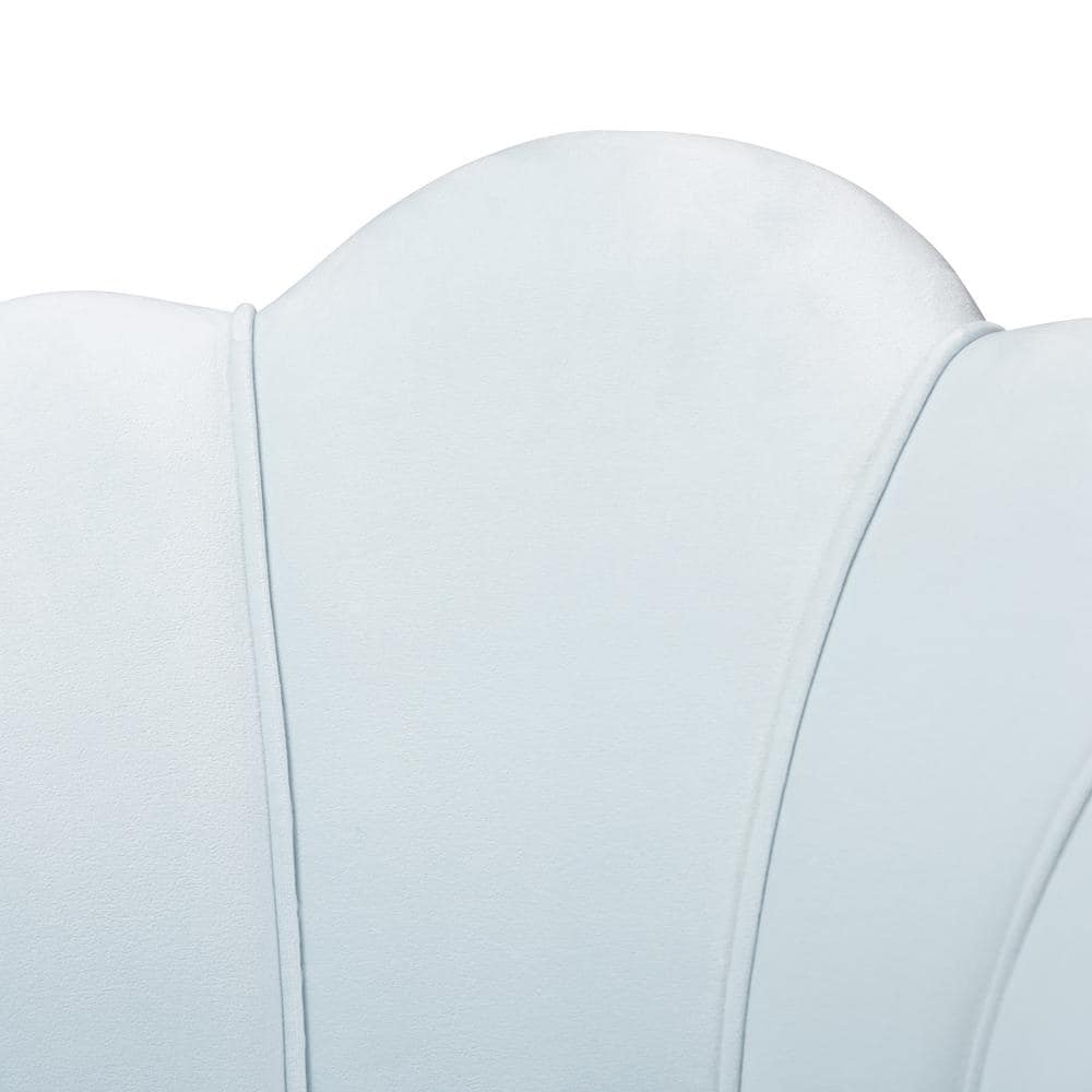 Seashell-Inspired Light Blue Velvet & Gold Accent Chair