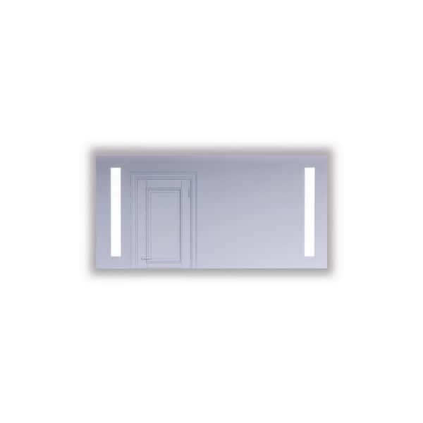 castellousa Giana 60 in. W x 30 in. H Medium Rectangular Frameless LED Light Wall Mount Bathroom Vanity Mirror in Silver