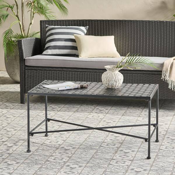 Outdoor Iron Industrial Style Coffee Table, X-Shaped Support, for 