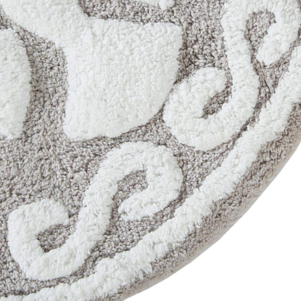 Gray Cotton Tufted Medallion Bath Rug Set