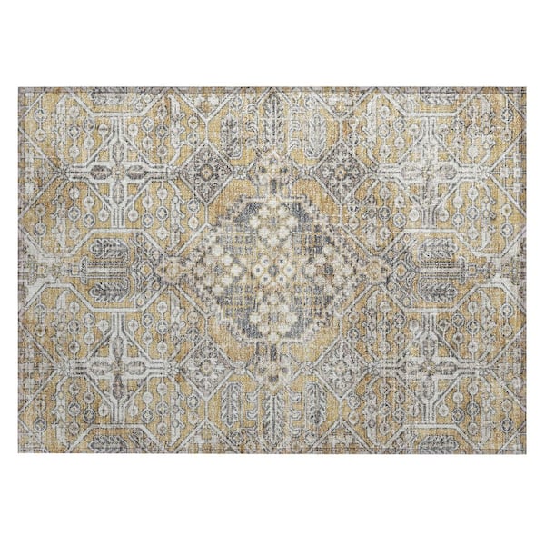 Addison Rugs Chantille Machine Washable Indoor/Outdoor Abstract ACN2197 Gold 1 ft. 8 in. x 2 ft. 6 in. Accent Rug