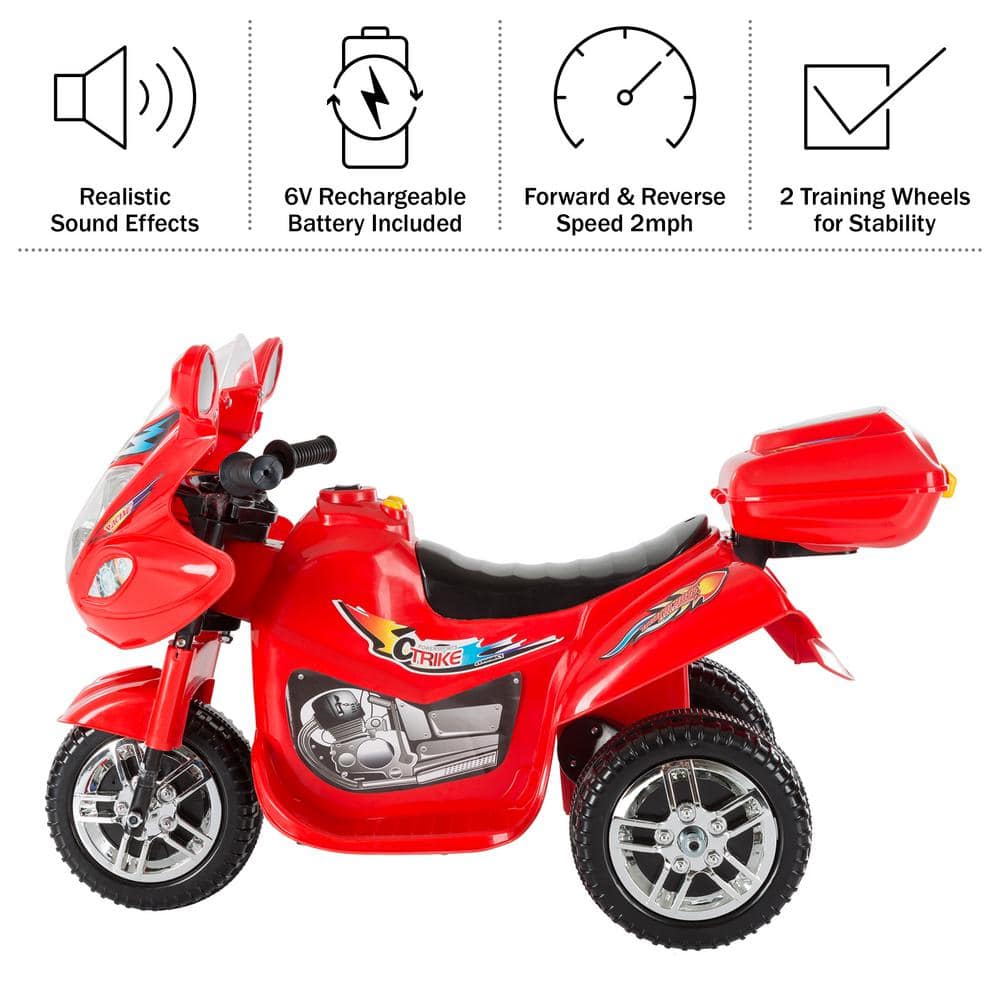 Red 6-Volt Kids Electric Ride-On Motorcycle with Sounds