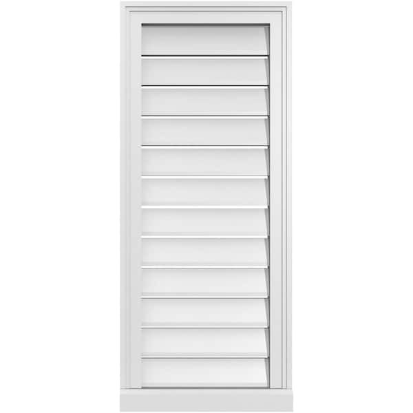 Ekena Millwork 16 in. x 38 in. Vertical Surface Mount PVC Gable Vent: Functional with Brickmould Sill Frame