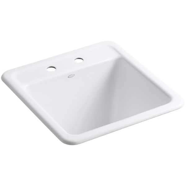 Park Falls 22 in. x 21 in. Cast Iron Drop-In/Undermount Utility Sink in White