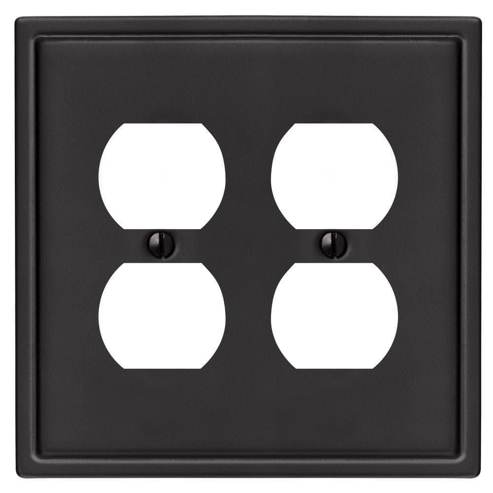 Matte Black Steel Double Duplex Wallplate