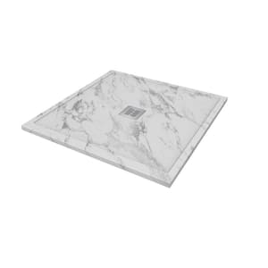 36 in. L x 36 in. W x 1.125 in. H Solid Composite Stone Shower Pan Base with Center Drain in Carrara Sand